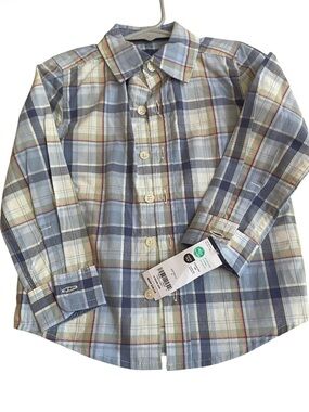 Osh Kosh Button-Down Plaid Shirt for Kids - Blue Multi NWT Size 2T